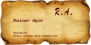 Rainer Apor névjegykártya